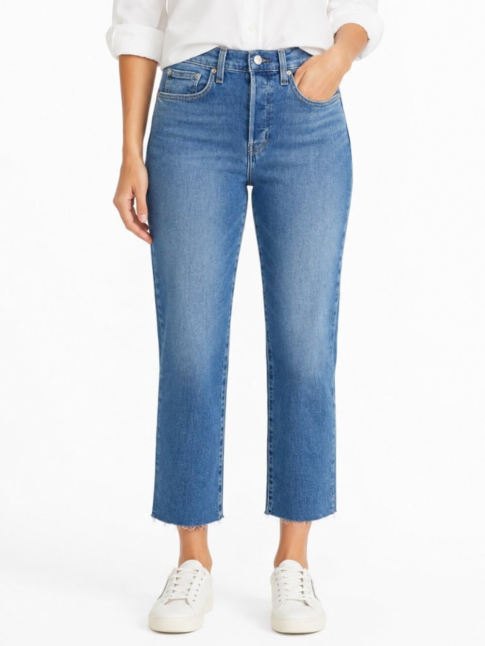 Frank & Eileen Cork Straight Crop Jeans Antique Blue High Rise Size 29